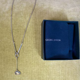Genuine George Jensen silver quartz crystal pendant necklace